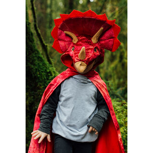 Great Pretenders Triceratops Hooded Cape Red Kids Size 4-5 Years