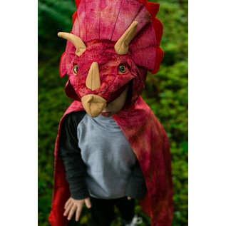 Great Pretenders Triceratops Hooded Cape Red Kids Size 4-5 Years
