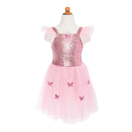 Great Pretenders Pink Sequins Butterfly Dress & Wings Kids Size 5-7 Years
