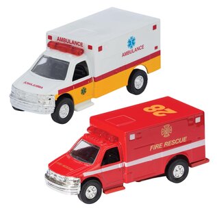 Diecast Emergency Vehicles - Ambulance and Fire Rescue