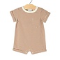 City Mouse Studio Toffee Stripe Short Sleeve Baby Romper by City Mouse Studio