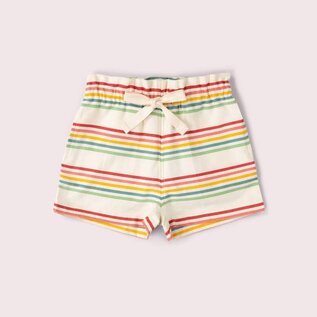 Little Green Radicals Cream Rainbow Striped By the Sea Twill Shorts