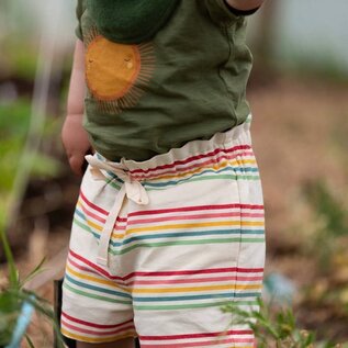 Little Green Radicals Cream Rainbow Striped By the Sea Twill Shorts