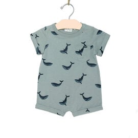 City Mouse Studio Blue Whale Short Sleeve Baby Romper by City Mouse Studio