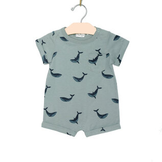 City Mouse Studio Blue Whale Short Sleeve Baby Romper by City Mouse Studio