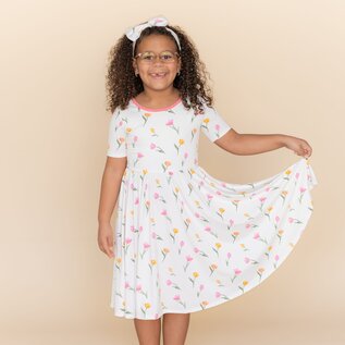Kyte Baby Short Sleeve Bamboo Twirl Dress in Tulip by Kyte