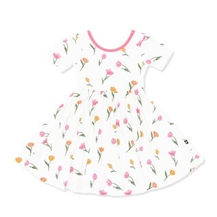 Kyte Baby Short Sleeve Bamboo Twirl Dress in Tulip by Kyte