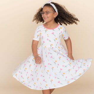 Kyte Baby Short Sleeve Bamboo Twirl Dress in Tulip by Kyte