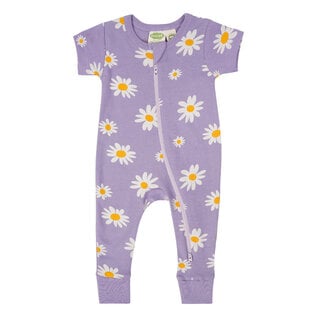 Parade Big Daisies Print Short Sleeve Zip Romper by Parade