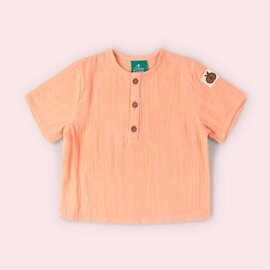 Little Green Radicals Coral Pink Short Sleeved Henley Shirt