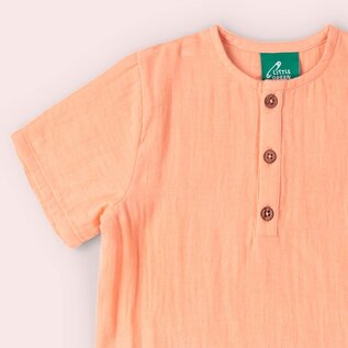 Little Green Radicals Coral Pink Short Sleeved Henley Shirt