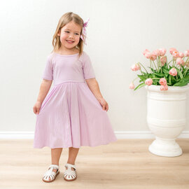 Kyte Baby Short Sleeve Bamboo Twirl Dress in Thistle by Kyte