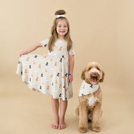 Kyte Baby Short Sleeve Bamboo Twirl Dress Fluffy Dog Print by Kyte