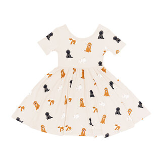 Kyte Baby Short Sleeve Bamboo Twirl Dress Fluffy Dog Print by Kyte