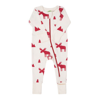 Parade Moose Print 2 Way Zip Organic Cotton Romper by Parade