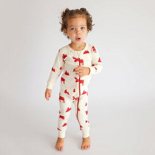 Parade Moose Print 2 Way Zip Organic Cotton Romper by Parade