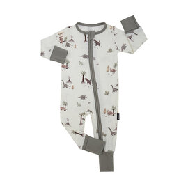 Belan J Dino Print Bamboo Footless Sleeper with Fold-Over Cuffs by Belan J