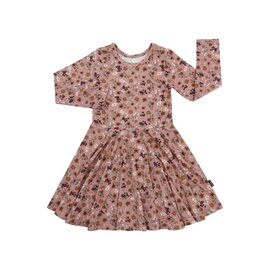Bamboo Long Sleeves Twirl Dress Velvet Garden Print