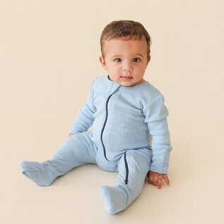 Parade Blue Melange Long Sleeve Organic Cotton Romper by Parade