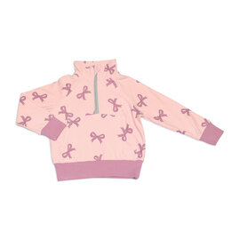 Silkberry Whimsical Bow Print Bamboo Fleece Half Zip Sweatshirt by Silkberry