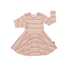 Bamboo Long Sleeves Twirl Dress Pink Stripes