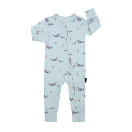 Belan J Blue Whales Print Bamboo Footless Sleeper with Fold-Over Cuffs by Belan J