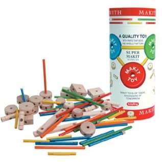 Schylling Makit Toy - Classic Wooden Construction Toy (70 Pieces)