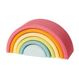 Grimms Pastel Wooden Stacking Tunnel (Medium, 6 Piece) by Grimms