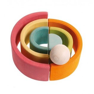 Grimms Pastel Wooden Stacking Tunnel (Medium, 6 Piece) by Grimms