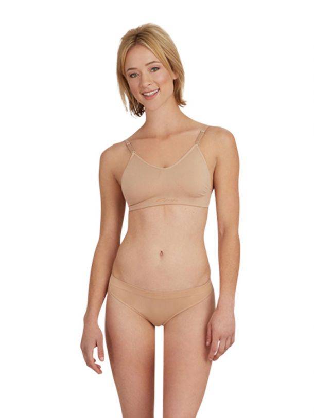 Capezio Adult Seamless Bra w/ Nude & Clear Straps 3683 - Black and Pink  Dance Supplies, Tulsa