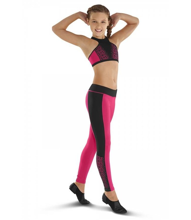 Leos Dancewear Laser Cut Panel Full Legging LV185P - Black and Pink Dance  Supplies, Tulsa