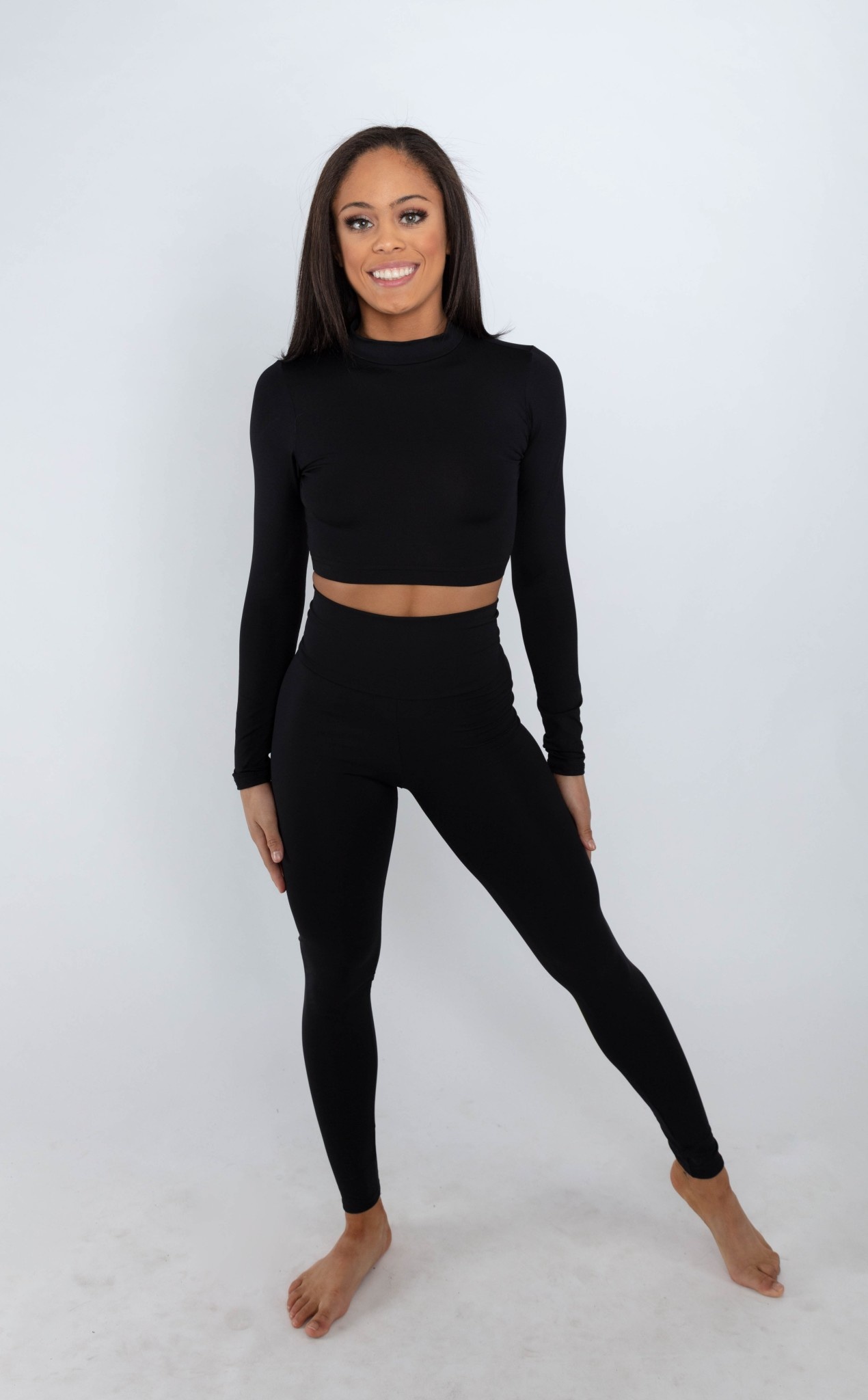 Bp Designs Long Sleeve Mock Neck Crop Top