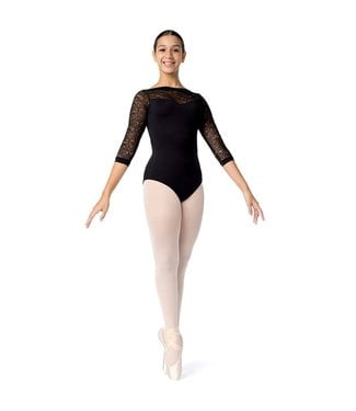 BP Designs Wavy Lace Leotard 83126 - Black and Pink Dance Supplies