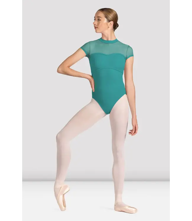 Bloch Bloch Mock Neck Braid Mesh Cap Sleeve Leo M5104LM