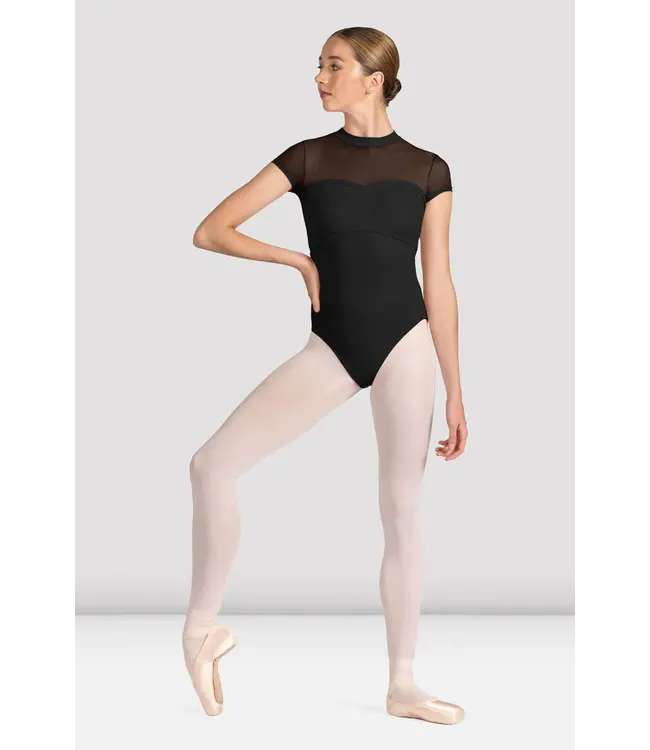 Bloch Bloch Mock Neck Braid Mesh Cap Sleeve Leo M5104LM