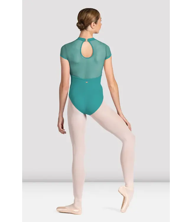 Bloch Bloch Mock Neck Braid Mesh Cap Sleeve Leo M5104LM