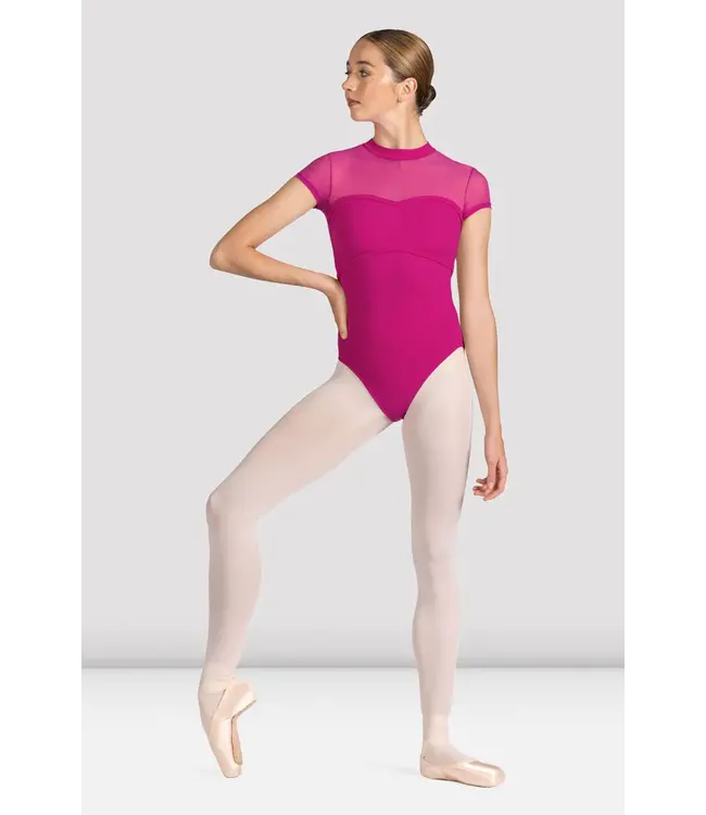 Bloch Bloch Mock Neck Braid Mesh Cap Sleeve Leo M5104LM