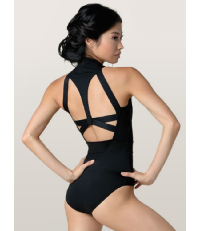 Danshuz Zip Front Open Back Mock Neck Leotard 22129