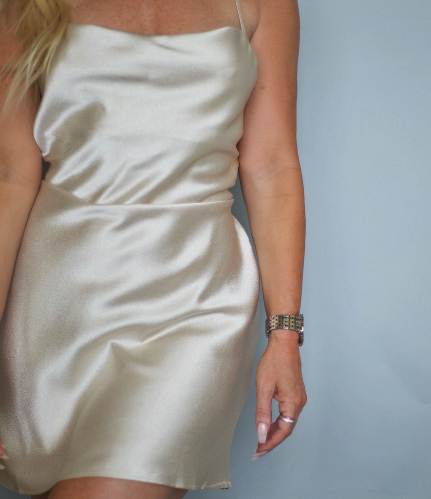 sage silk dress