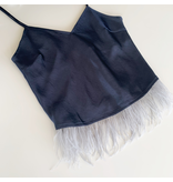 Dreamy Satin Feathered Slip Top