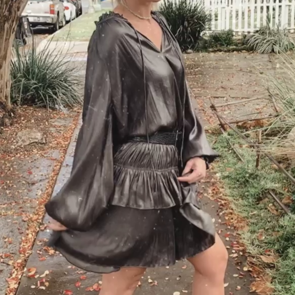 Shimmering Pleated Mini Dress