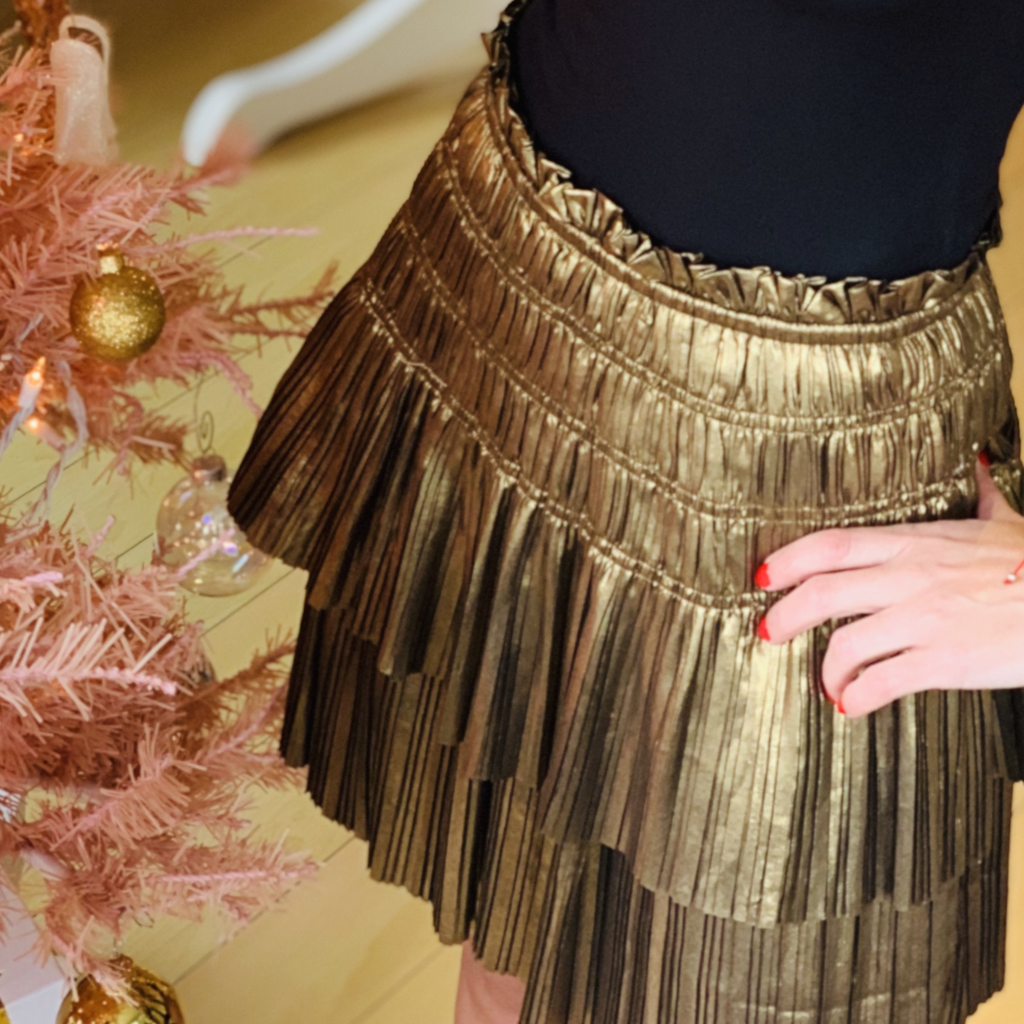 Pleated Tiered Mini Skirt