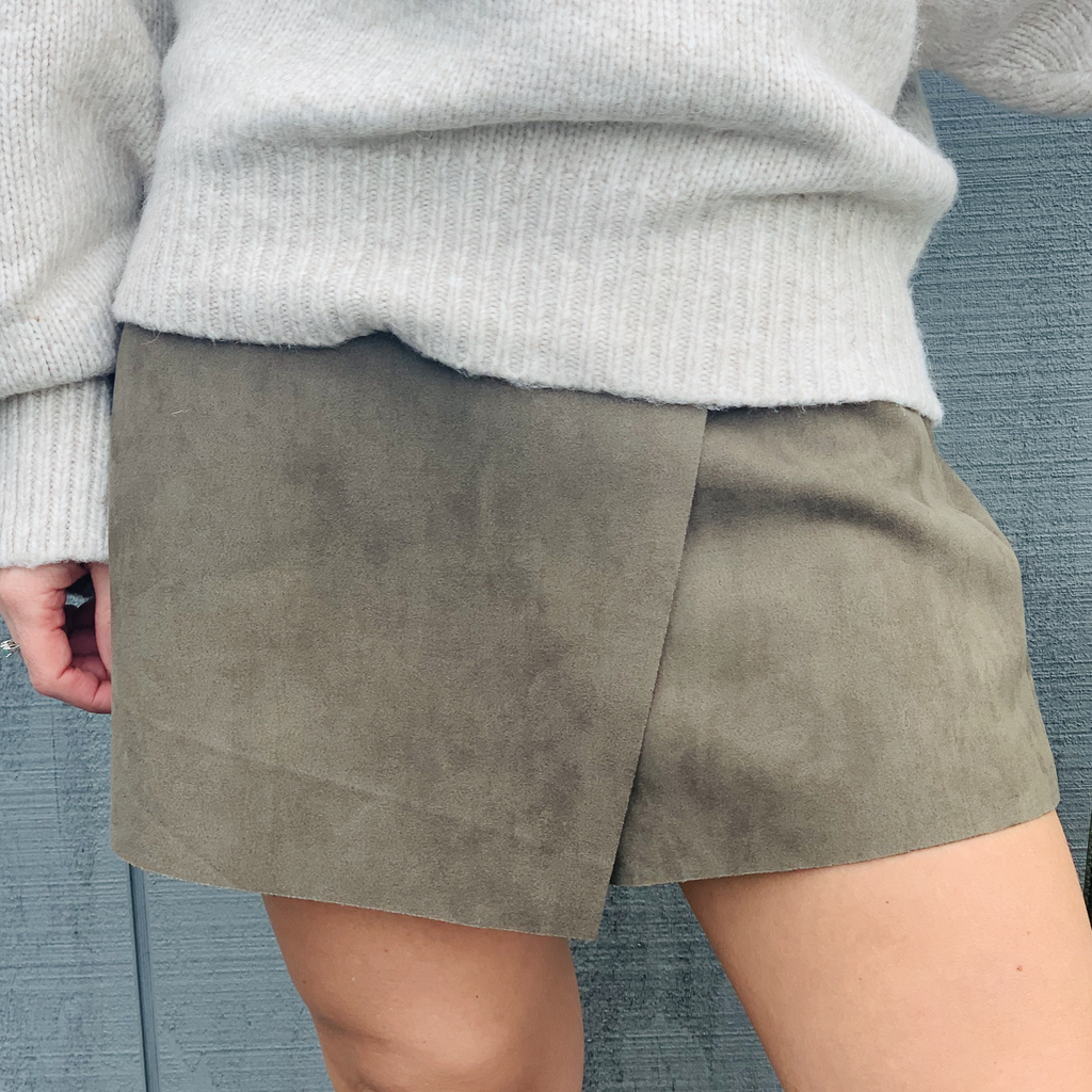 Suede Wrap Skort