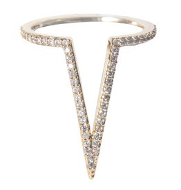 Rhinestone Covered V Shaped Ring