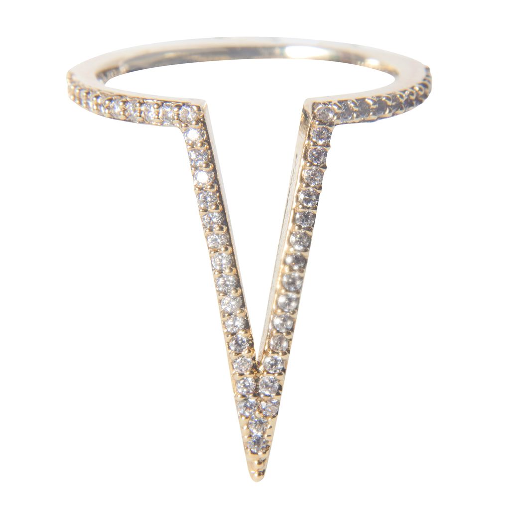 Rhinestone Covered V Shaped Ring