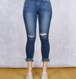 Mid Rise Skinny W Long Frayed Hem