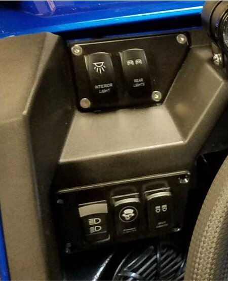 RZR Rocker Switch Plate Left Side - TOP ~ 2 Position ~ Black