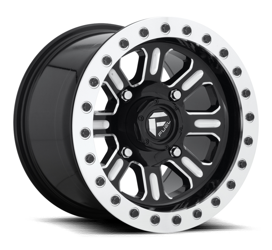 Fuel Off-Road - D910 Hardline Beadlock (Lightweight Ring) Gloss Black & Milled 15x7 4/156 +38mm