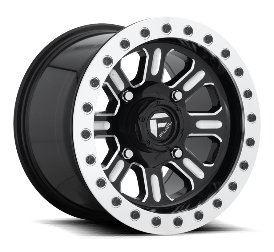 Fuel Off-Road - D910 Hardline Beadlock (Lightweight Ring) Gloss Black & Milled 15x10 4/156 +25mm