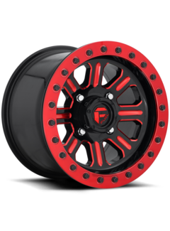 Fuel Off-Road Fuel Off-Road - D911 Hardline Beadlock (Lightweight Ring) Gloss Black w/ Candy Red 15x7 4/136 +38mm